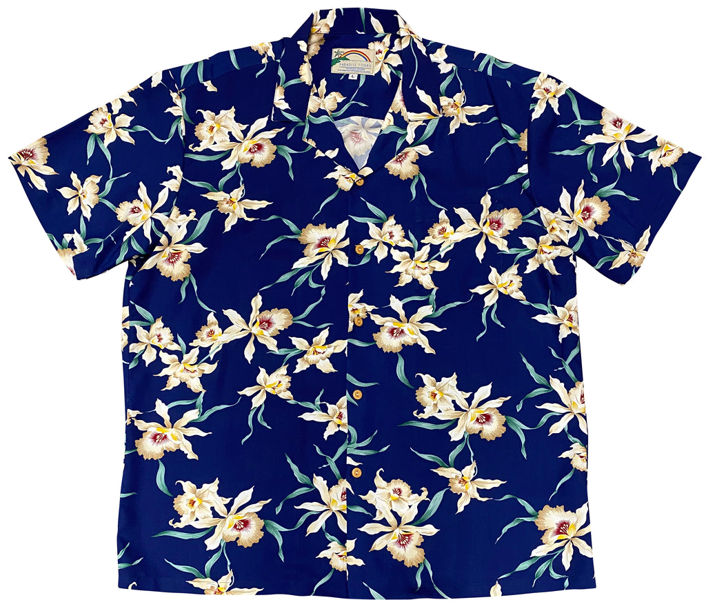 Star Orchid Black Aloha Hawaiian Shirt - Lelemoon